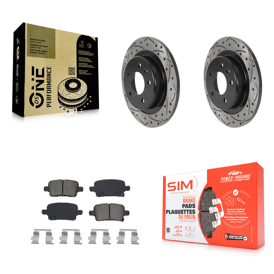 Rear Coated Drilled Slotted Disc Brake Rotors And Semi-Metallic Pads Kit For Chevrolet Equinox Malibu GMC Terrain Buick LaCrosse Regal TourX KDS-100783