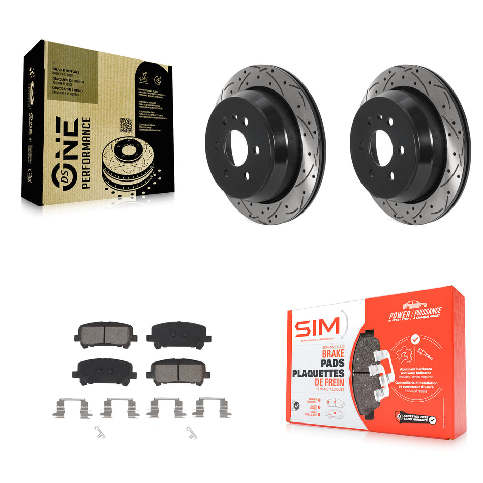 Rear Coated Drilled Slotted Disc Brake Rotors And Semi-Metallic Pads Kit For 2015-2020 Chevrolet Colorado GMC Canyon KDS-100785