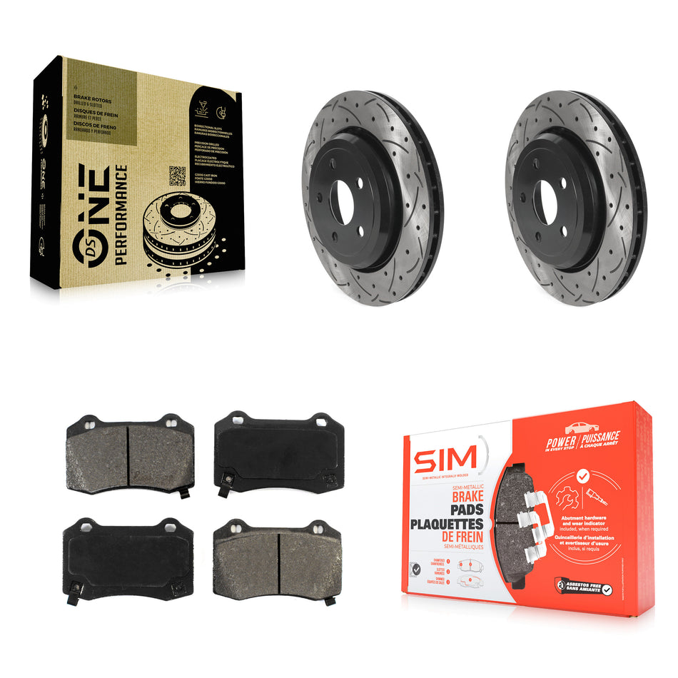 Rear Coated Drilled Slotted Disc Brake Rotors And Semi-Metallic Pads Kit For Jeep Grand Cherokee Dodge Durango KDS-100789