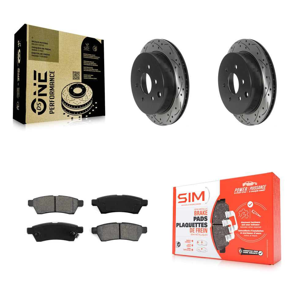 Rear Coated Drilled Slotted Disc Brake Rotors And Semi-Metallic Pads Kit For Nissan Frontier Xterra Suzuki Equator KDS-100800