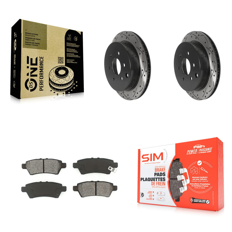 Rear Coated Drilled Slotted Disc Brake Rotors And Semi-Metallic Pads Kit For 2006-2007 Nissan Xterra KDS-100801