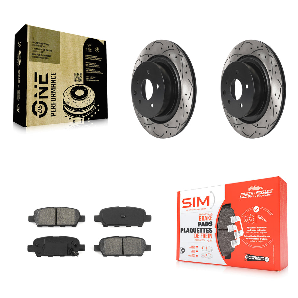 Rear Coated Drilled Slotted Disc Brake Rotors And Semi-Metallic Pads Kit For Infiniti G37 G35 Q60 INFINITI KDS-100806