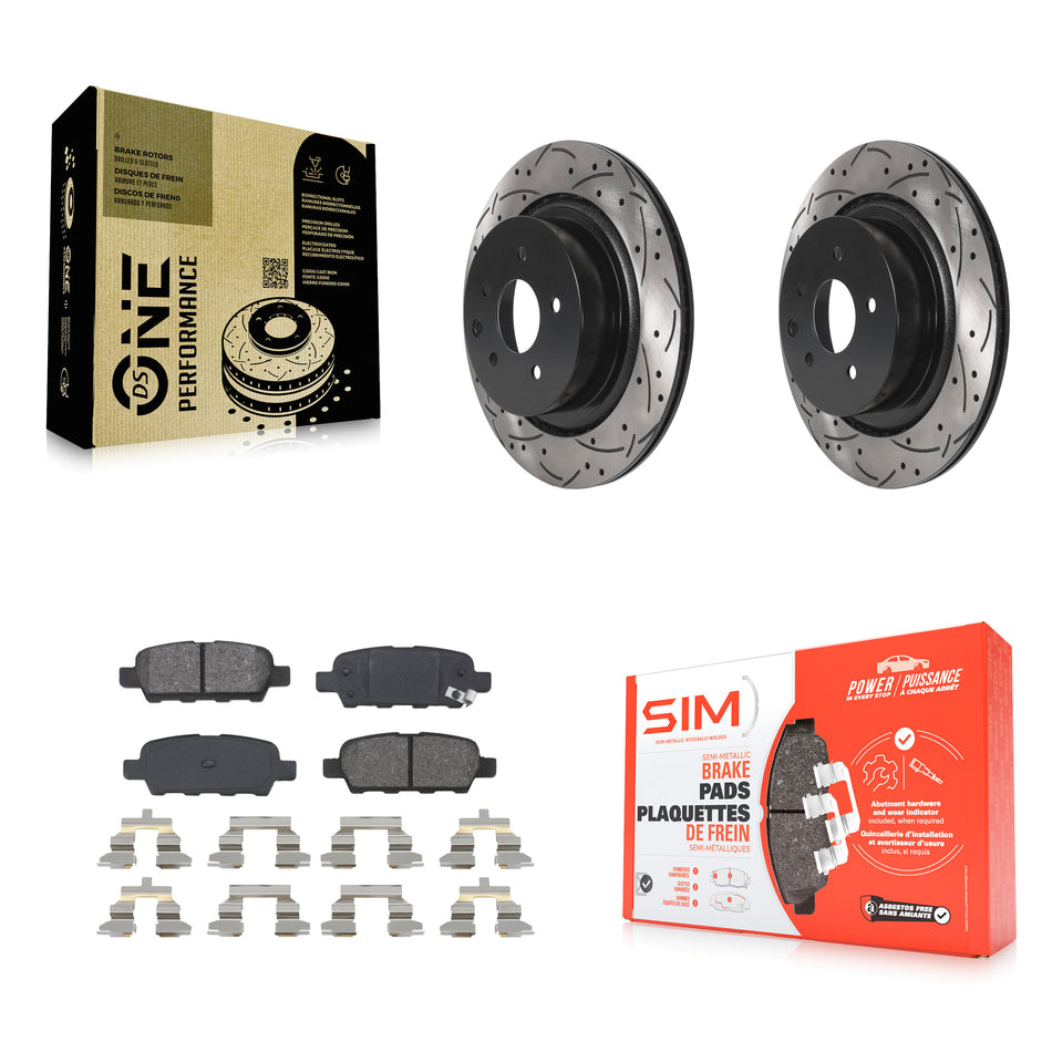 Rear Coated Drilled Slotted Disc Brake Rotors And Semi-Metallic Pads Kit For Infiniti G37 G35 Q60 INFINITI KDS-100806