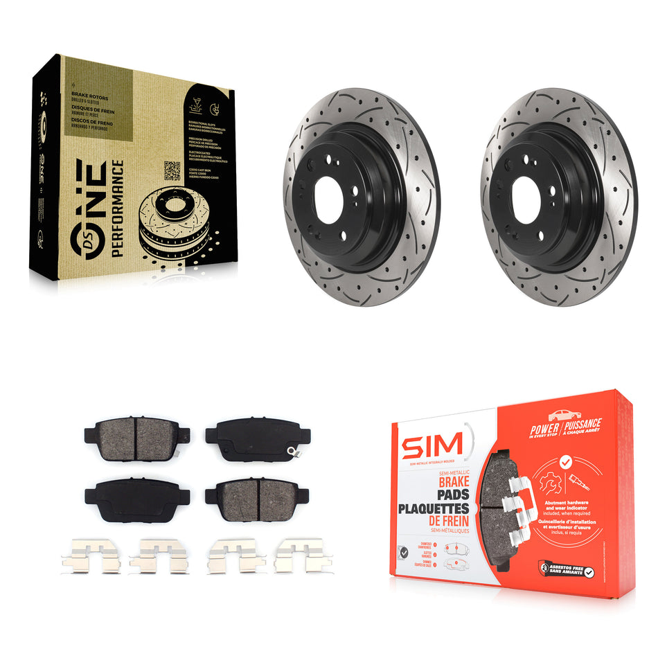 Rear Coated Drilled Slotted Disc Brake Rotors And Semi-Metallic Pads Kit For 2009-2014 Acura TL KDS-100813