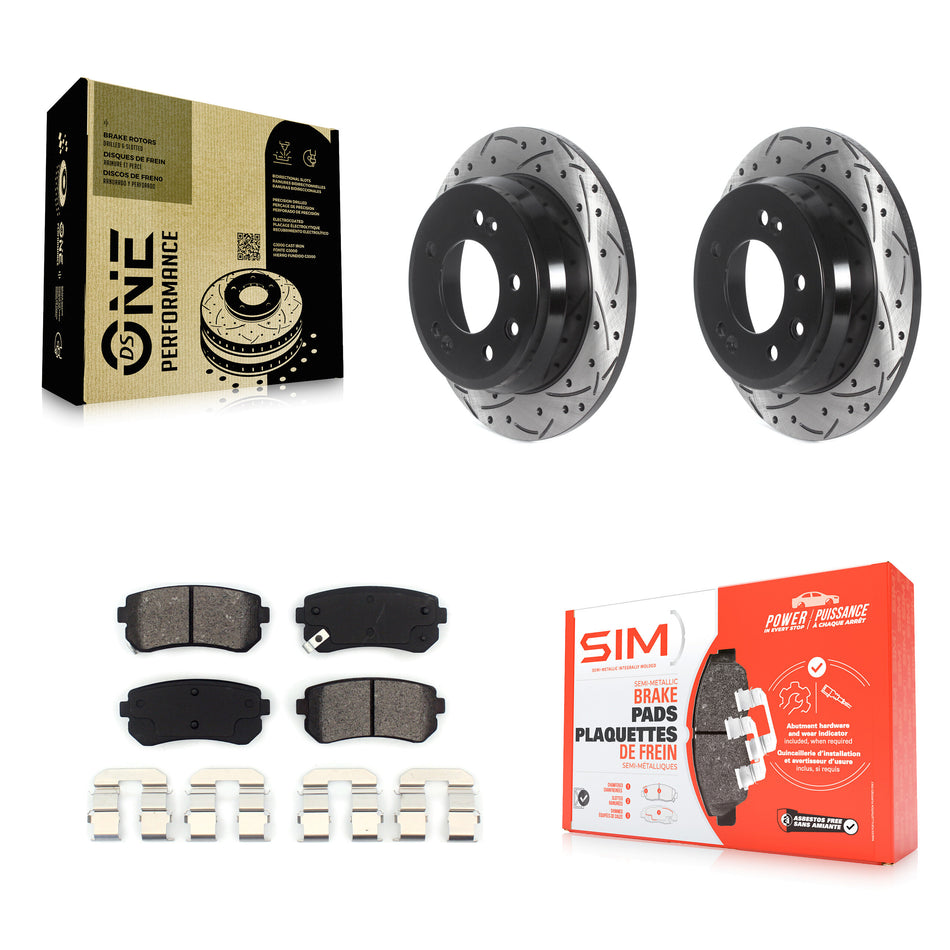 Rear Coated Drilled Slotted Disc Brake Rotors And Semi-Metallic Pads Kit For Hyundai Elantra Tucson Kia Sportage KDS-100815