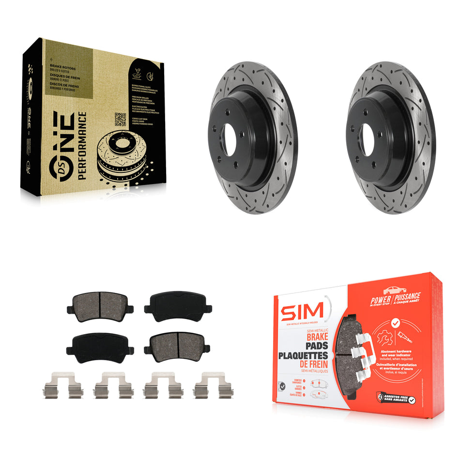 Rear Coated Drilled Slotted Disc Brake Rotors And Semi-Metallic Pads Kit For 2012-2015 Land Rover Range Evoque KDS-100816