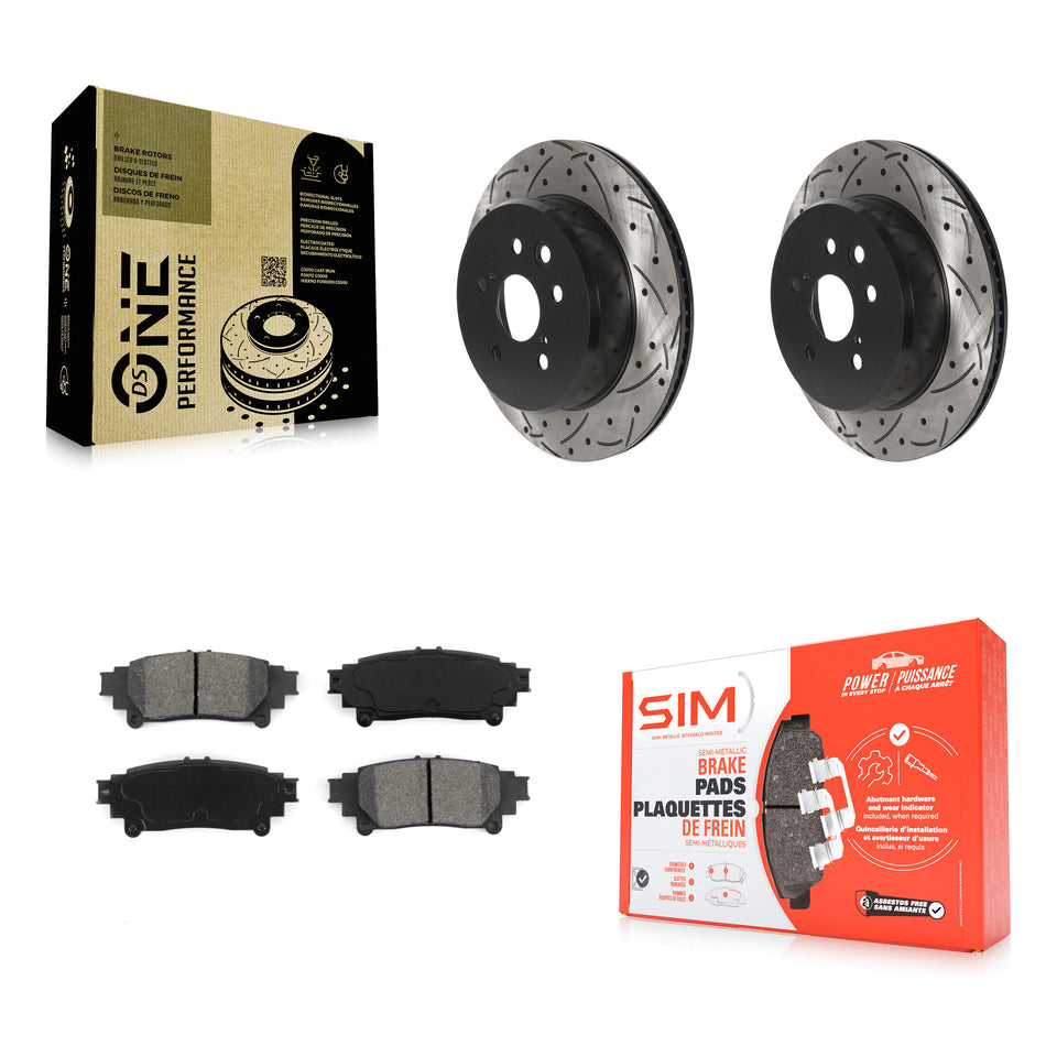 Rear Coated Drilled Slotted Disc Brake Rotors And Semi-Metallic Pads Kit For Lexus GS350 IS300 IS200t IS350 RC350 RC300 RC200t GS300 GS200t GS450h KDS-100819
