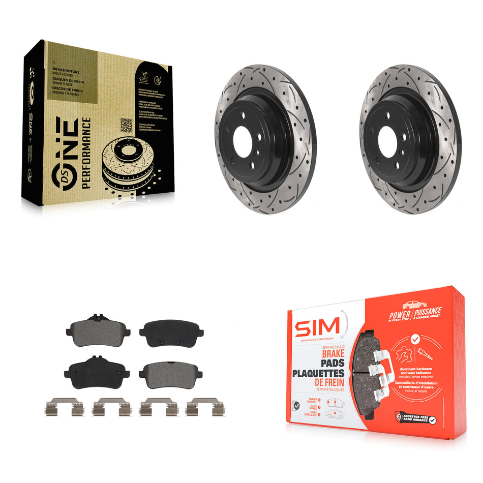 Rear Coated Drilled Slotted Disc Brake Rotors And Semi-Metallic Pads Kit For Mercedes-Benz ML350 GLE350 ML250 GLE300d KDS-100820