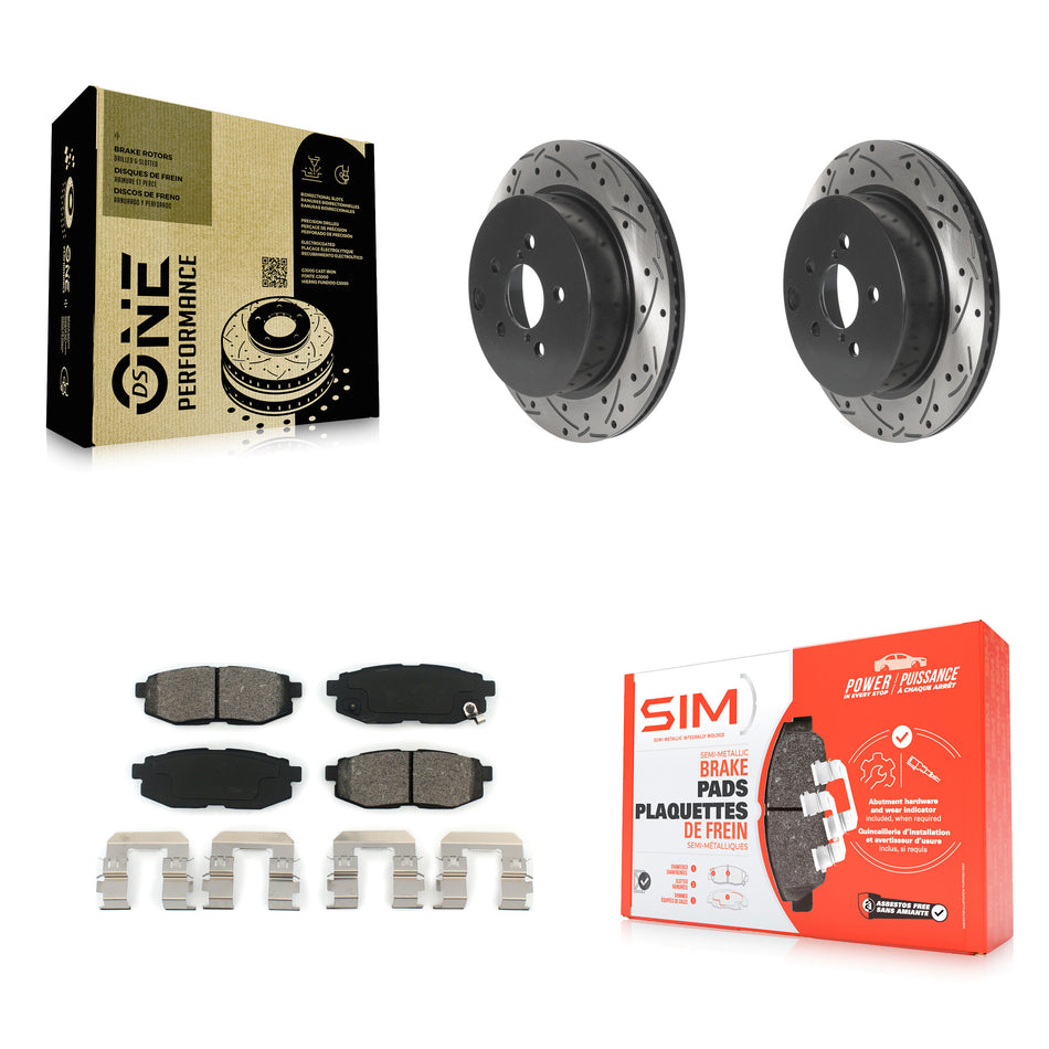 Rear Coated Drilled Slotted Disc Brake Rotors And Semi-Metallic Pads Kit For 2014-2018 Subaru Forester 2.0L KDS-100827