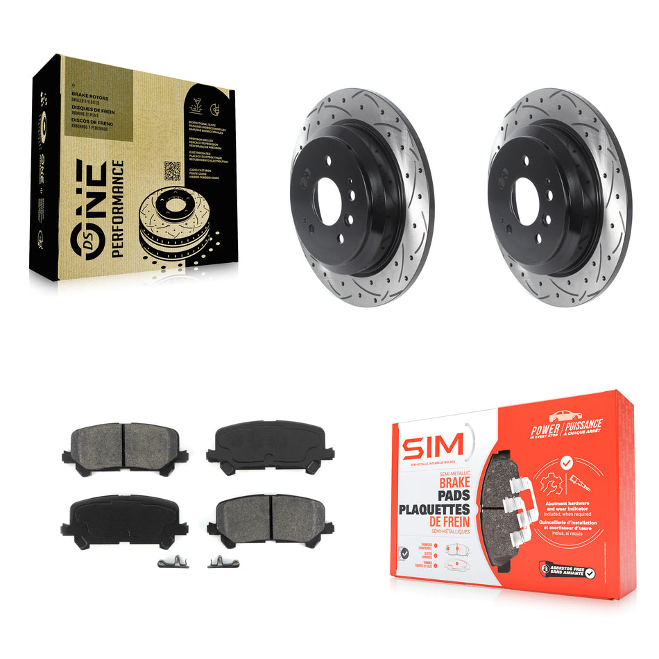 Rear Coated Drilled Slotted Disc Brake Rotors And Semi-Metallic Pads Kit For Honda Pilot Ridgeline Passport KDS-100830