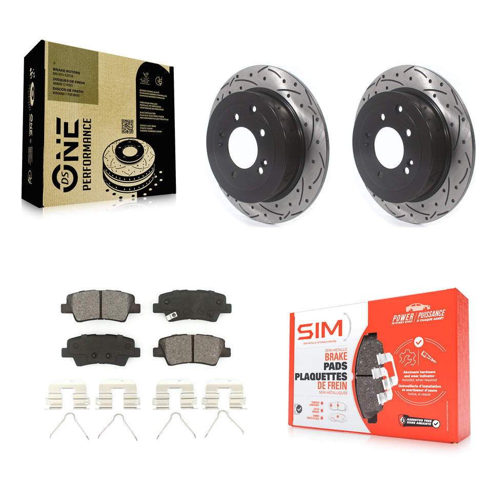 Rear Coated Drilled Slotted Disc Brake Rotors And Semi-Metallic Pads Kit For Hyundai Tucson Kia Sportage KDS-100831