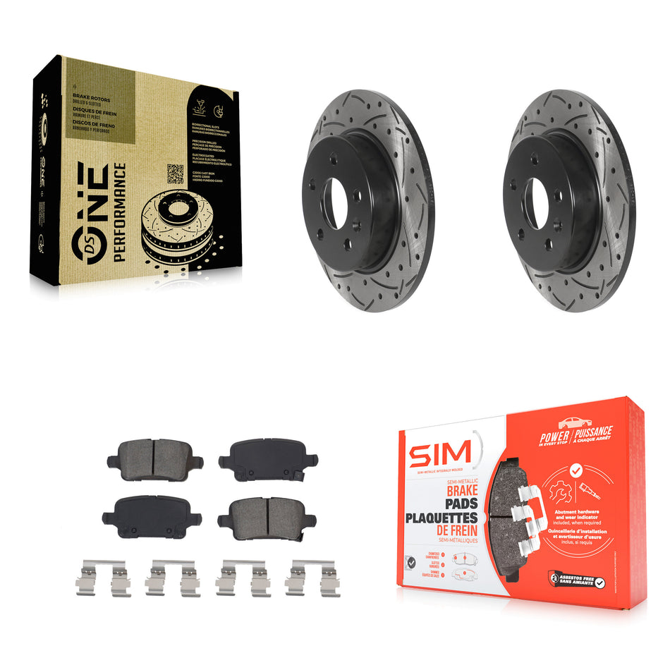 Rear Coated Drilled Slotted Disc Brake Rotors And Semi-Metallic Pads Kit For Chevrolet Cruze Volt Bolt EV EUV KDS-100850