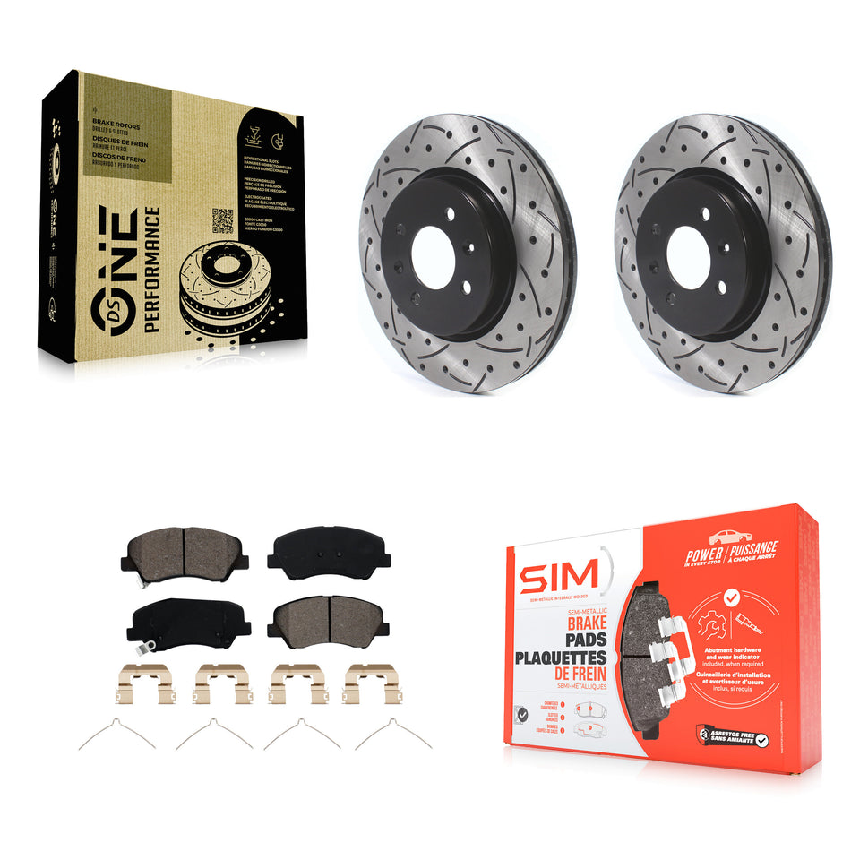 Front Coated Drill Slot Disc Brake Rotor Semi-Metallic Pad Kit For Kia Rio Hyundai Accent KDS-100860