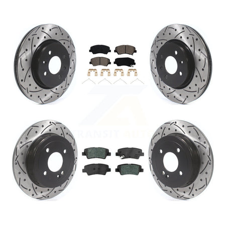 Front Rear Drilled Slot Disc Brake Rotor Semi-Metallic Pad Kit For Kia Rio Hyundai Accent KDS-100863