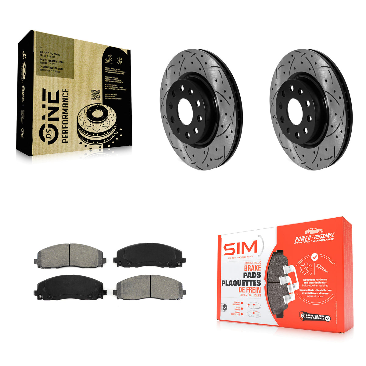 Front Coated Drilled Slotted Disc Brake Rotor And Semi-Metallic Pad Kit For Jeep Wrangler KDS-100866