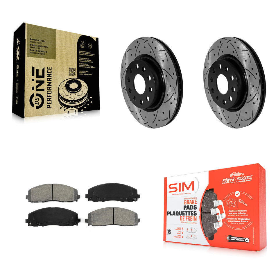 Front Coated Drilled Slotted Disc Brake Rotor And Semi-Metallic Pad Kit For Jeep Wrangler KDS-100866