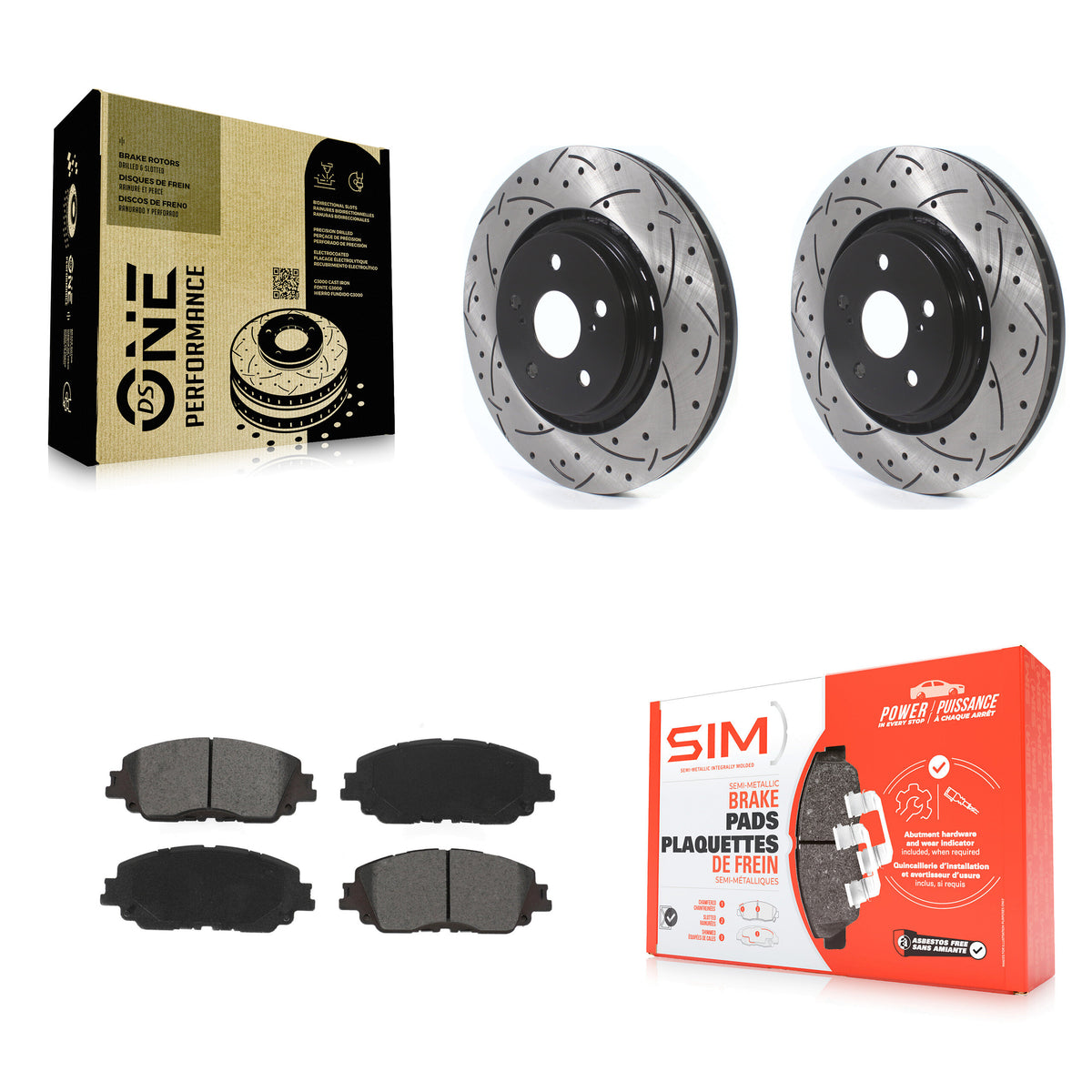 Front Drill Slot Brake Rotors Semi-Metallic Pad Kit For Toyota Camry XSE With TRD Package KDS-100868