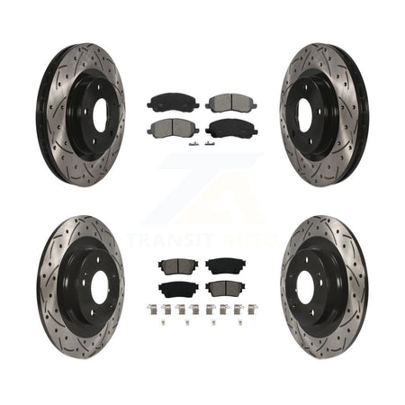 Front Rear Drilled Slot Disc Brake Rotor & Semi-Metallic Pad Kit For Mitsubishi Outlander KDS-100886