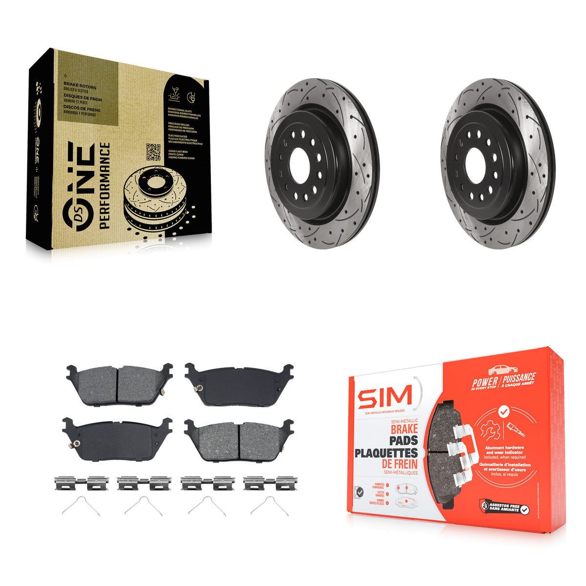 Rear Coated Drilled Slotted Disc Brake Rotors And Semi-Metallic Pads Kit For Ram 1500 KDS-100887