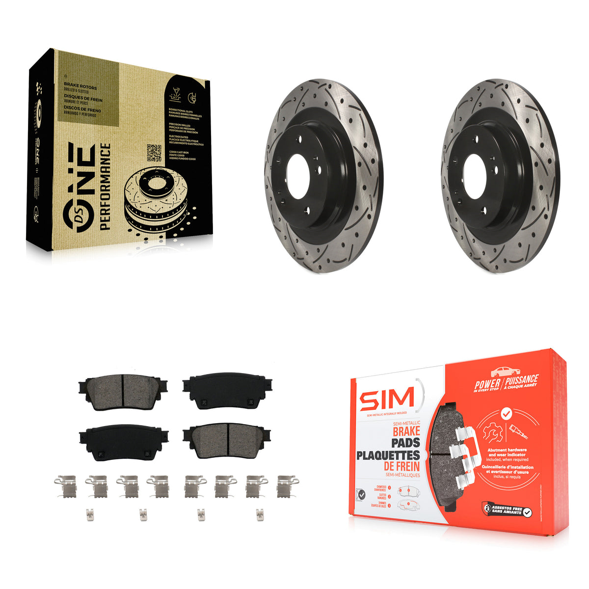 Rear Drill Slot Brake Rotors Semi-Metallic Pad Kit For Mitsubishi Outlander Eclipse Cross KDS-100888