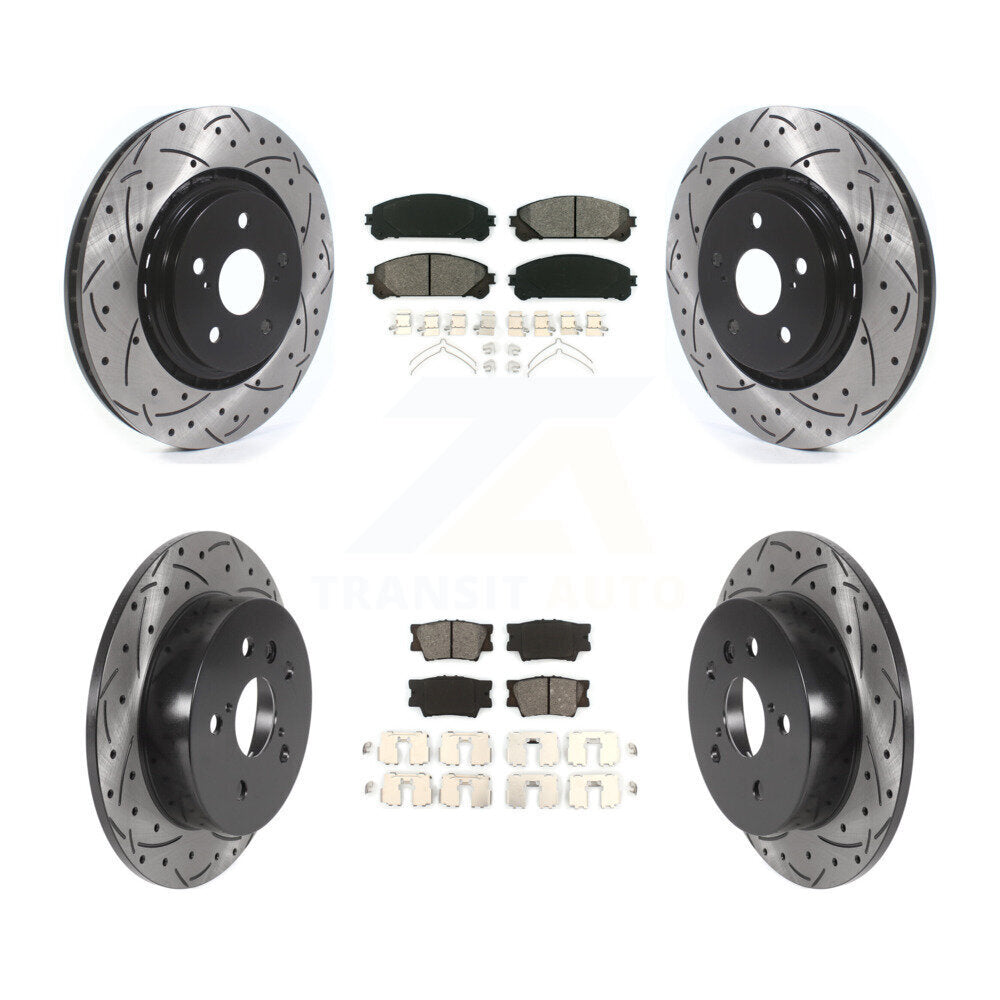Front Rear Drilled Slot Disc Brake Rotors Semi-Metallic Pad Kit For 2022 Toyota Camry TRD KDS-100907