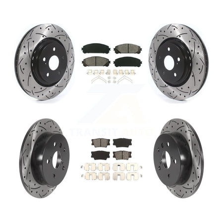 Front Rear Drilled Slot Disc Brake Rotors Semi-Metallic Pad Kit For 2022 Toyota Camry TRD KDS-100907