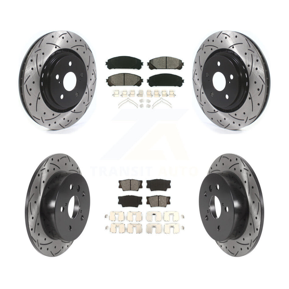 Front Rear Drilled Slot Disc Brake Rotors Semi-Metallic Pad Kit For 2022 Toyota Camry TRD KDS-100907