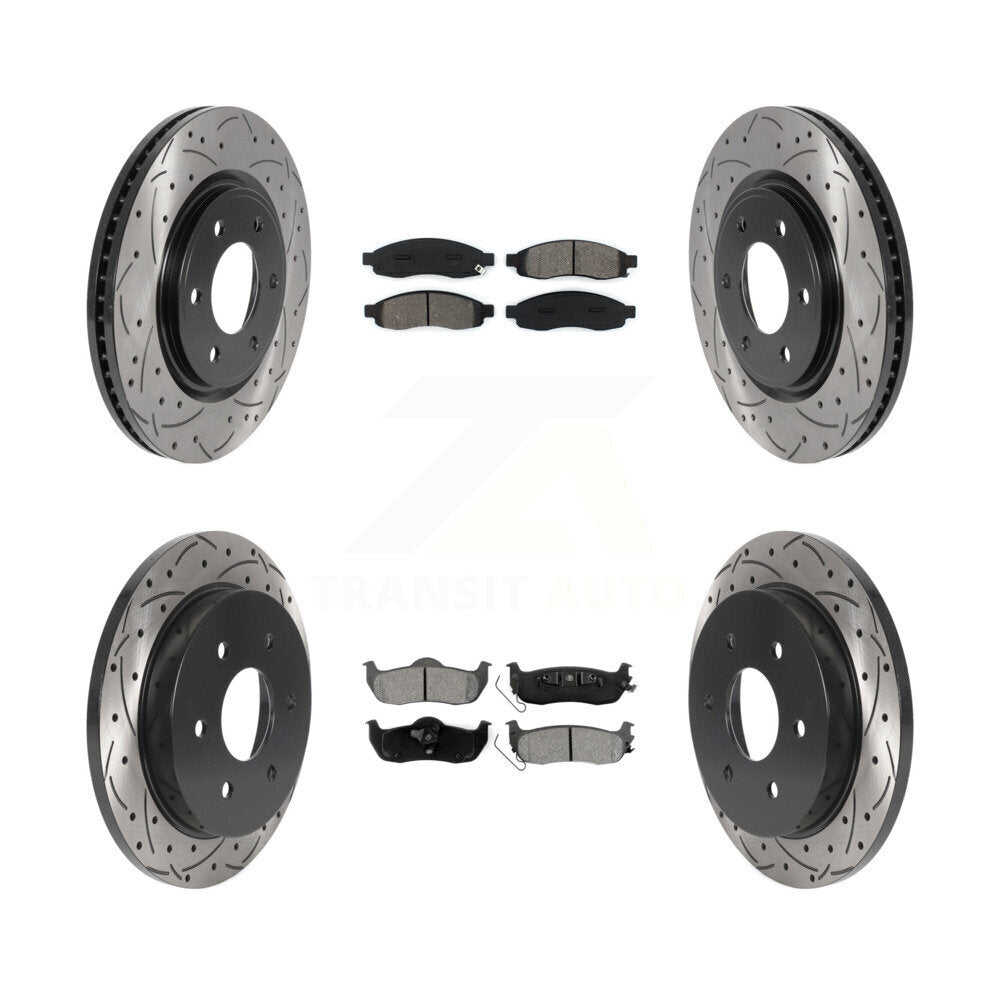 Front Rear Drill Slot Brake Rotors Semi-Metallic Pad Kit For 2007 Nissan TITAN From 04 07 KDS-100912
