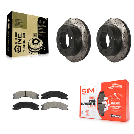 Rear Coated Drill Slot Disc Brake Rotors Semi-Metallic Pad Kit For Chevrolet Express 4500 KDS-100918