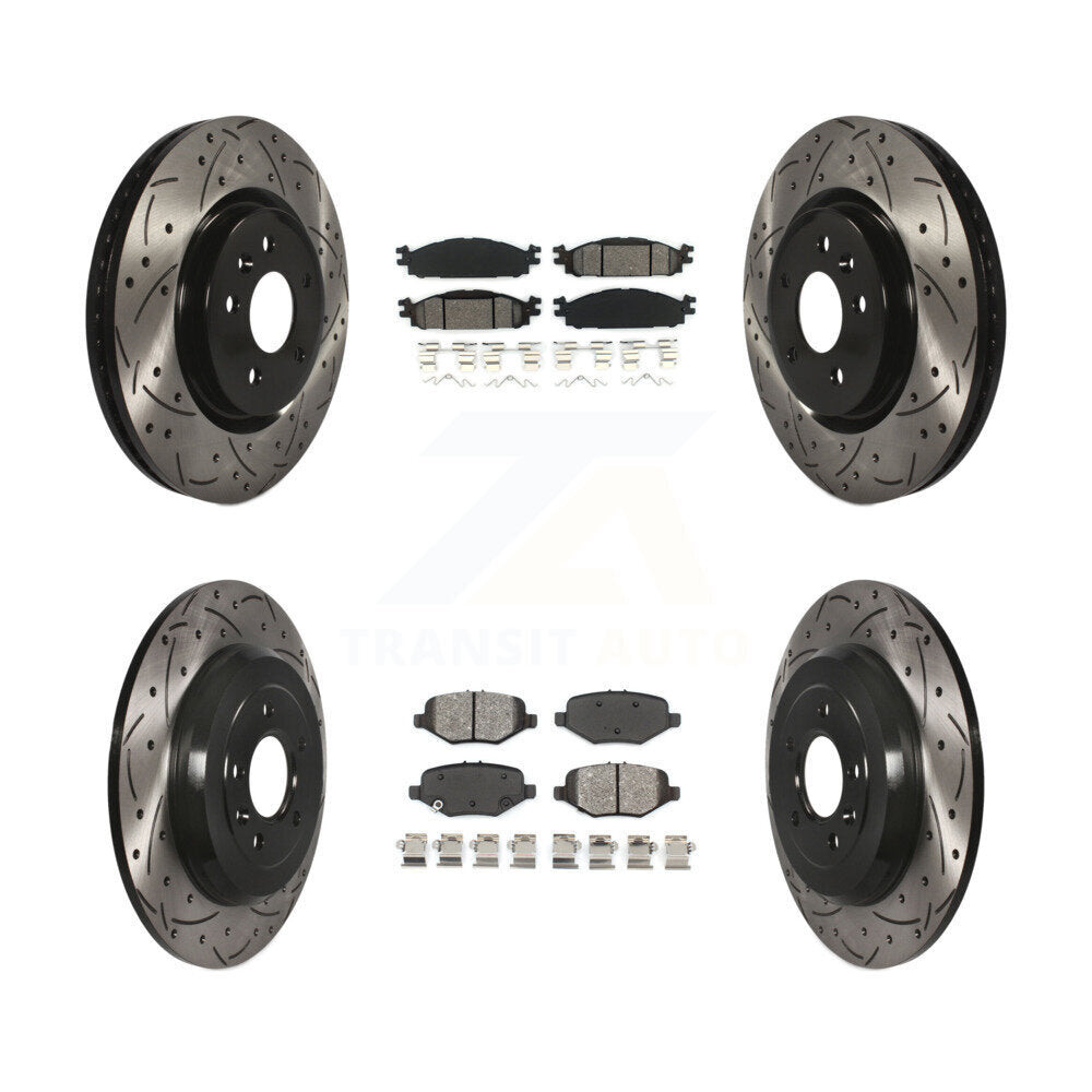 Front Rear Coated Drilled Slot Disc Brake Rotor & Semi-Metallic Pad Kit For Ford Explorer KDS-100922