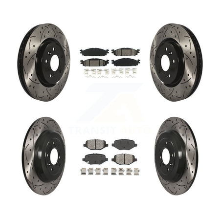 Front Rear Coated Drilled Slot Disc Brake Rotor & Semi-Metallic Pad Kit For Ford Explorer KDS-100922