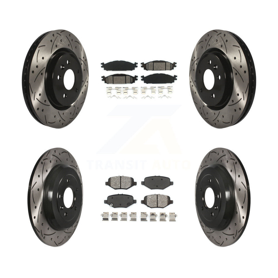 Front Rear Coated Drilled Slot Disc Brake Rotor & Semi-Metallic Pad Kit For Ford Explorer KDS-100922
