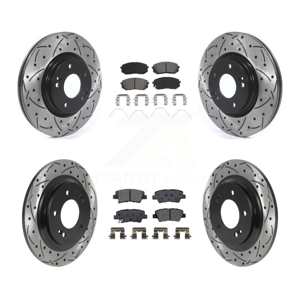 Front Rear Drill Slot Brake Rotor Semi-Metallic Pad Kit For Hyundai Elantra GT Kia Forte5 KDS-100925