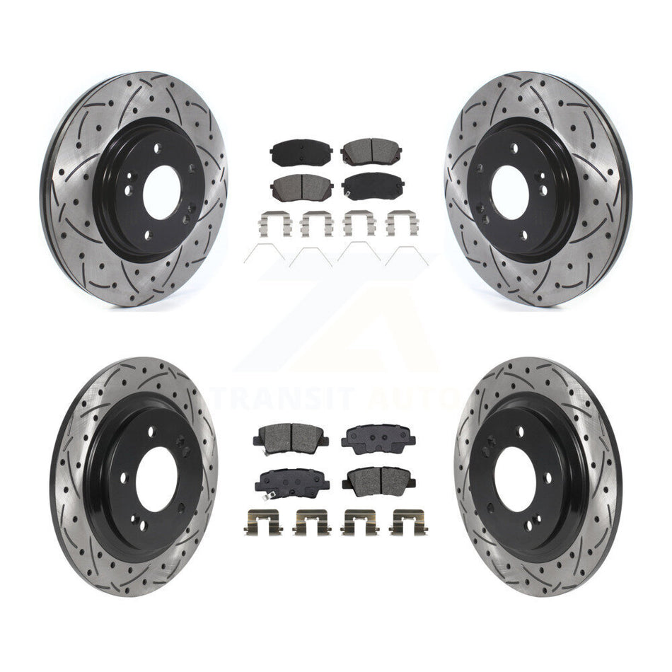 Front Rear Drill Slot Brake Rotor Semi-Metallic Pad Kit For Hyundai Elantra GT Kia Forte5 KDS-100925