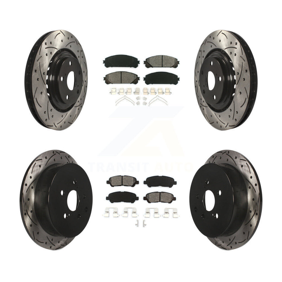 Front Rear Coated Drill Slot Disc Brake Rotor Semi-Metallic Pad Kit For Toyota Highlander KDS-100932