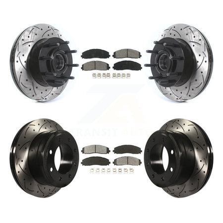 Front Rear Drilled Slot Brake Rotor Semi-Metallic Pad Kit For Ford F-350 Super Duty F-250 KDS-100936