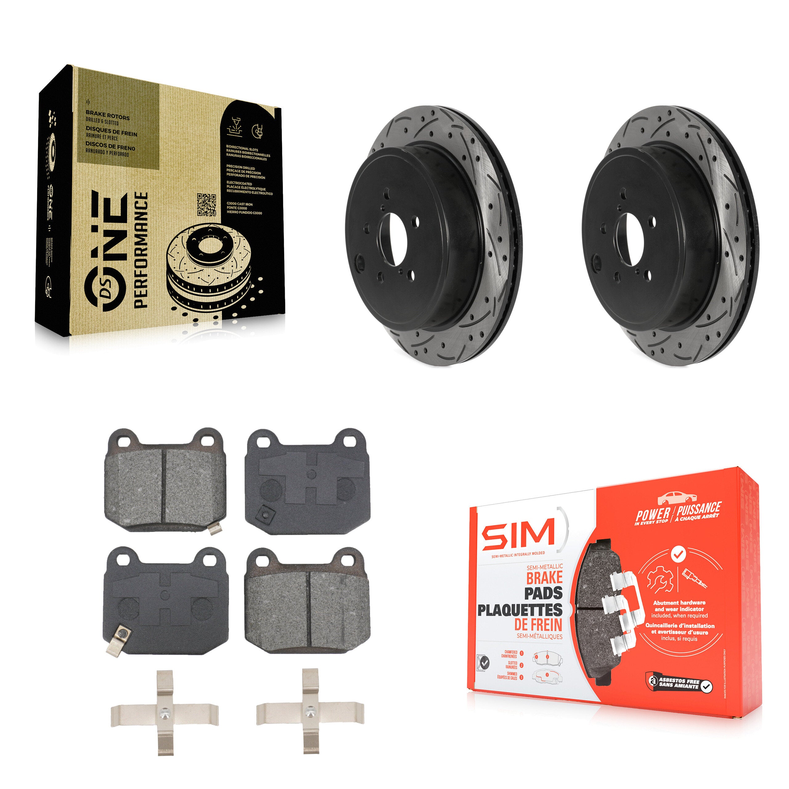 Rear Coated Drilled Slot Disc Brake Rotors Semi-Metallic Pad Kit For Subaru BRZ Toyota 86 KDS-100946