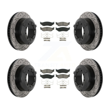 Front Rear Drill Slot Brake Rotor Semi-Metallic Pad Kit For International TerraStar IC AE KDS-100949