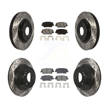 Front Rear Drilled Slot Brake Rotors Semi-Metallic Pad Kit For Hyundai Santa Fe Sport Kia KDS-100956