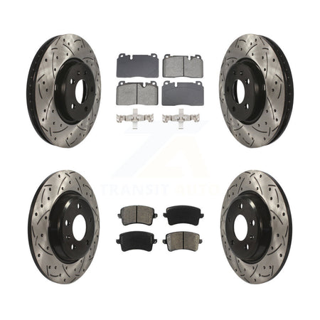 Front Rear Coated Drilled Slotted Disc Brake Rotors And Semi-Metallic Pad Kit For Audi Q5 KDS-100966