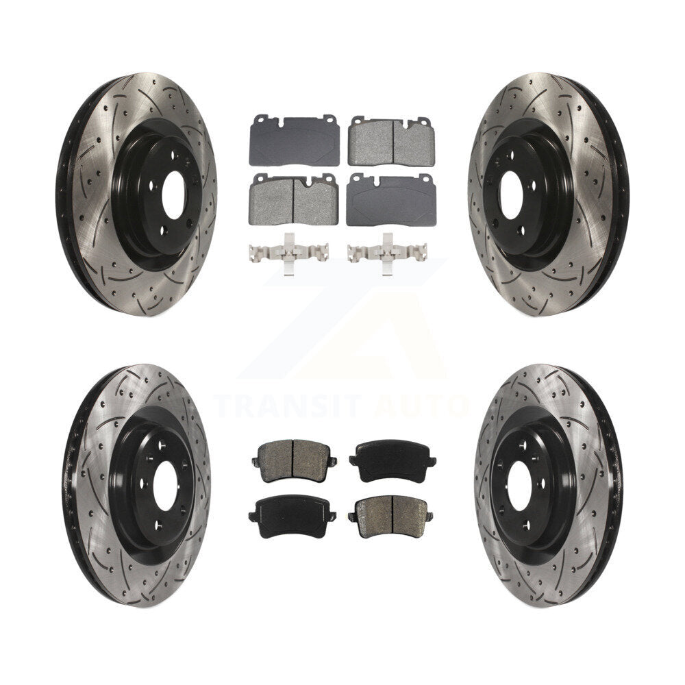 Front Rear Coated Drilled Slotted Disc Brake Rotors And Semi-Metallic Pad Kit For Audi Q5 KDS-100967