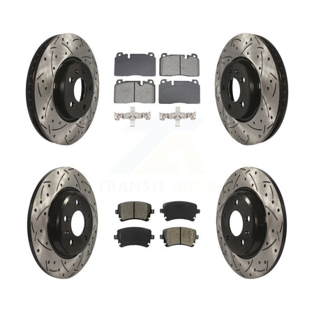Front Rear Drill Slot Disc Brake Rotor Semi-Metallic Pad Kit For 2016 Audi Q5 FLEX engine KDS-100968