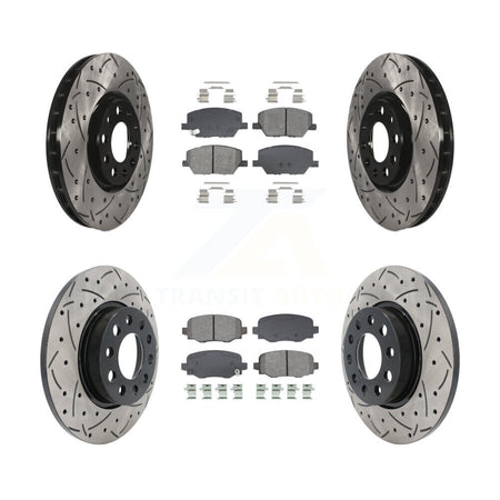 Front Rear Drill Slot Disc Brake Rotors Semi-Metallic Pad Kit For Jeep Renegade Fiat 500X KDS-100969
