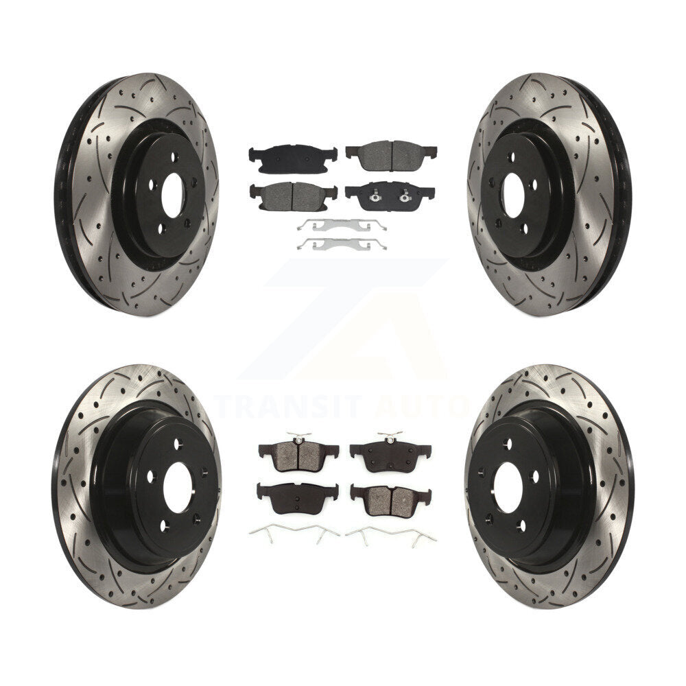 Front Rear Drill Slot Disc Brake Rotors Semi-Metallic Pad Kit For Ford Fusion Lincoln MKZ KDS-100971