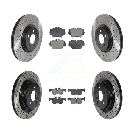 Front Rear Drilled Slot Brake Rotors Semi-Metallic Pad Kit For BMW X1 X2 Mini Cooper 228i KDS-100976