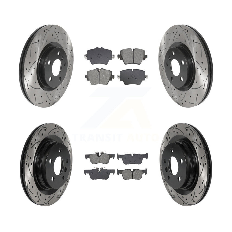 Front Rear Drilled Slot Brake Rotors Semi-Metallic Pad Kit For BMW X1 X2 Mini Cooper 228i KDS-100976