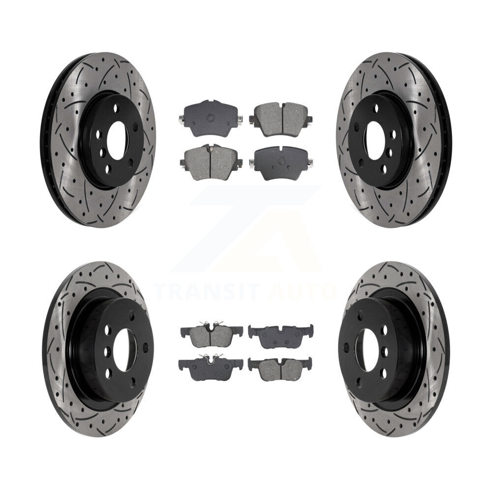 Front Rear Drilled Slot Disc Brake Rotor Semi-Metallic Pad Kit For Mini Cooper Countryman KDS-100977