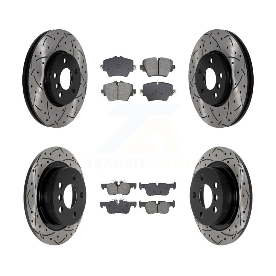 Front Rear Drilled Slot Disc Brake Rotor Semi-Metallic Pad Kit For Mini Cooper Countryman KDS-100977