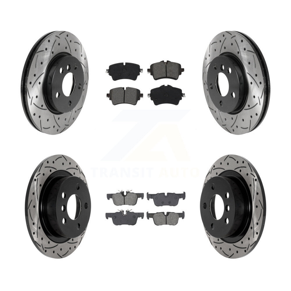 Front Rear Coat Drill Slot Disc Brake Rotor Semi-Metallic Pad Kit For Mini Cooper Clubman KDS-100978