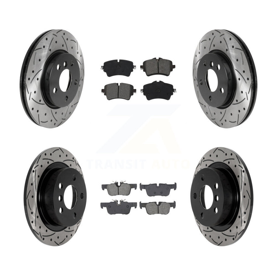 Front Rear Coat Drill Slot Disc Brake Rotor Semi-Metallic Pad Kit For Mini Cooper Clubman KDS-100978